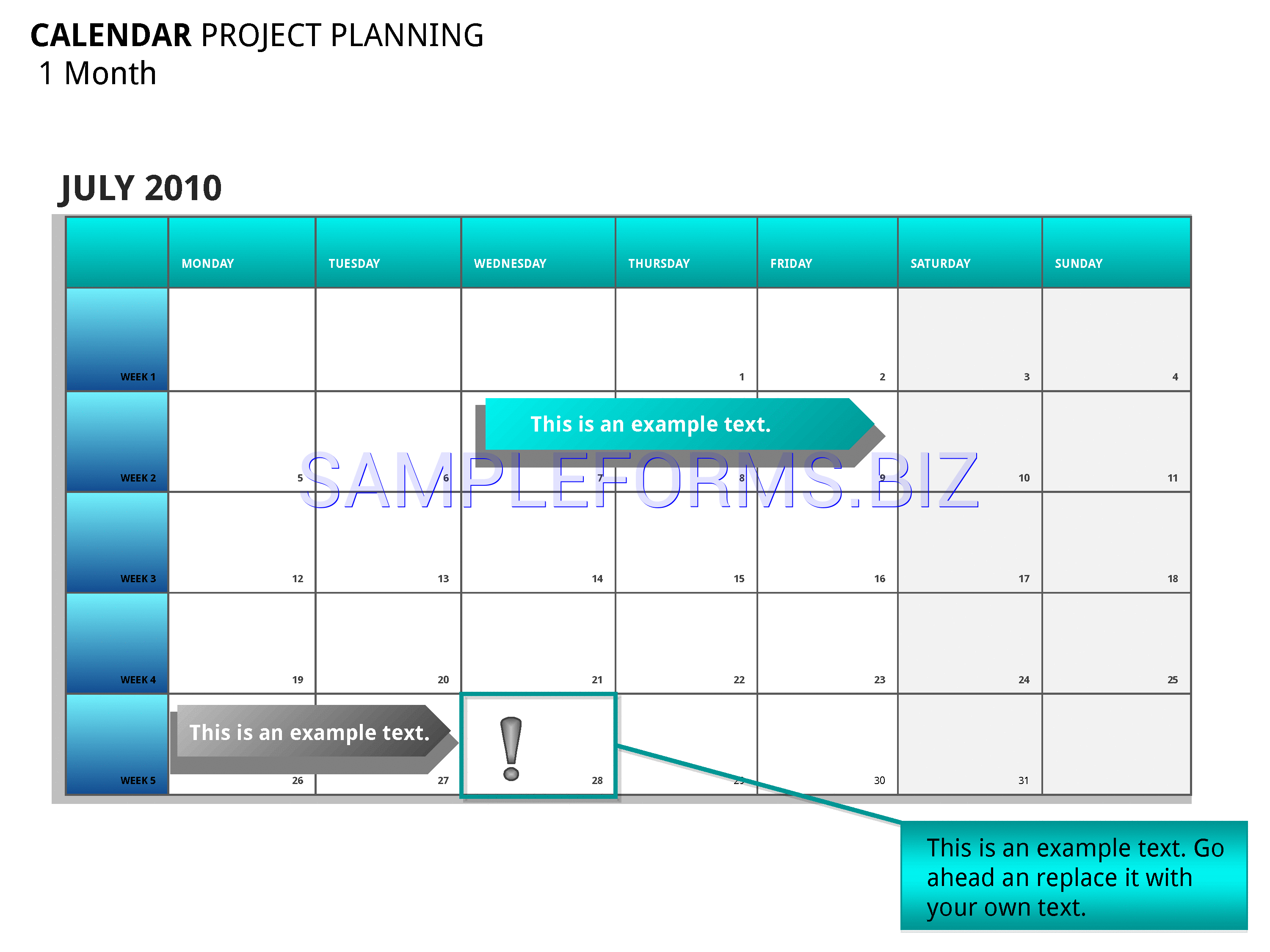 Preview free downloadable Project Planning Calendar in PDF (page 2)